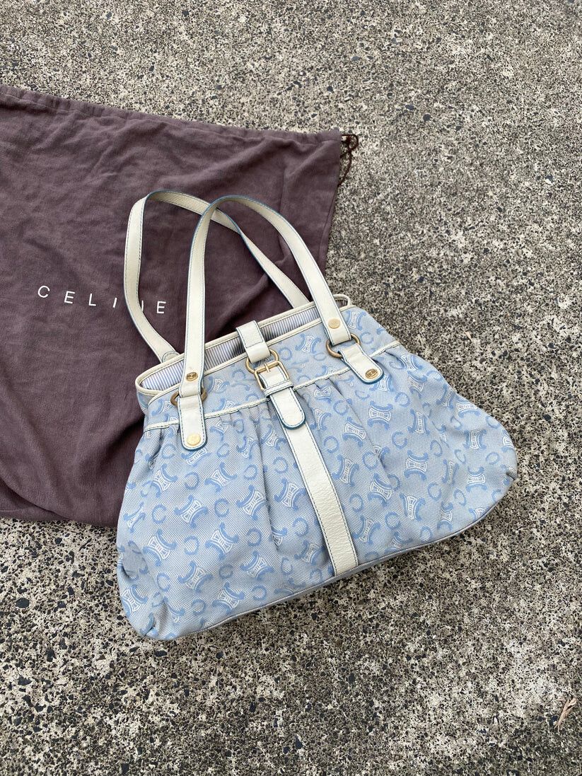 Celine Lily Boston Bag Blue Macadam Total Pattern