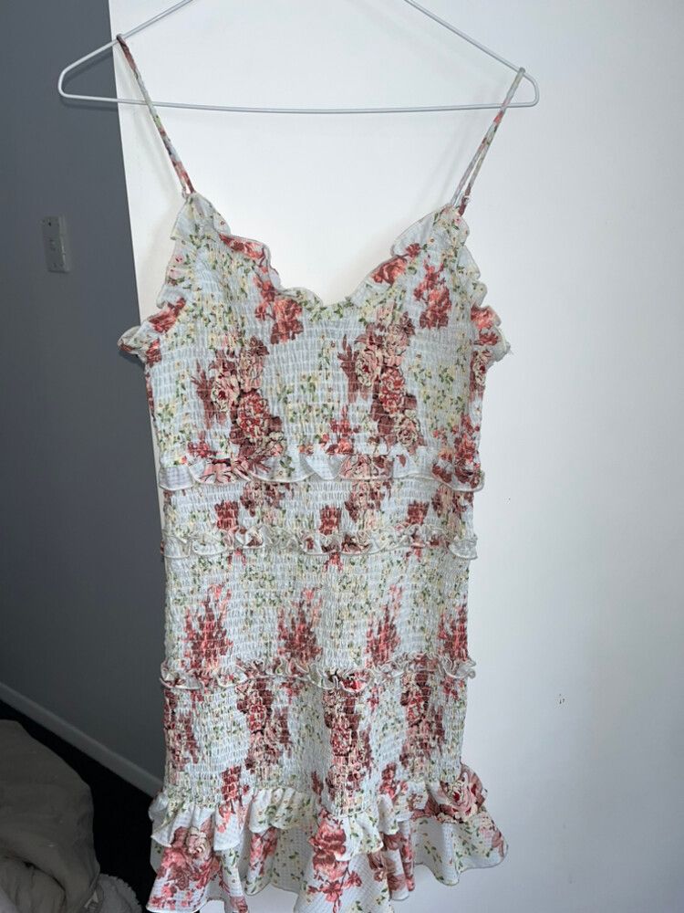 knee length dresses for ladies Zara Multicolor Floral Print Viscose Mini Dress