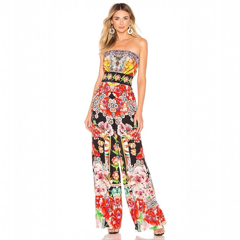 Camilla Painted Land Strapless Jumpsuit With Jkt Belt Size M Rare
