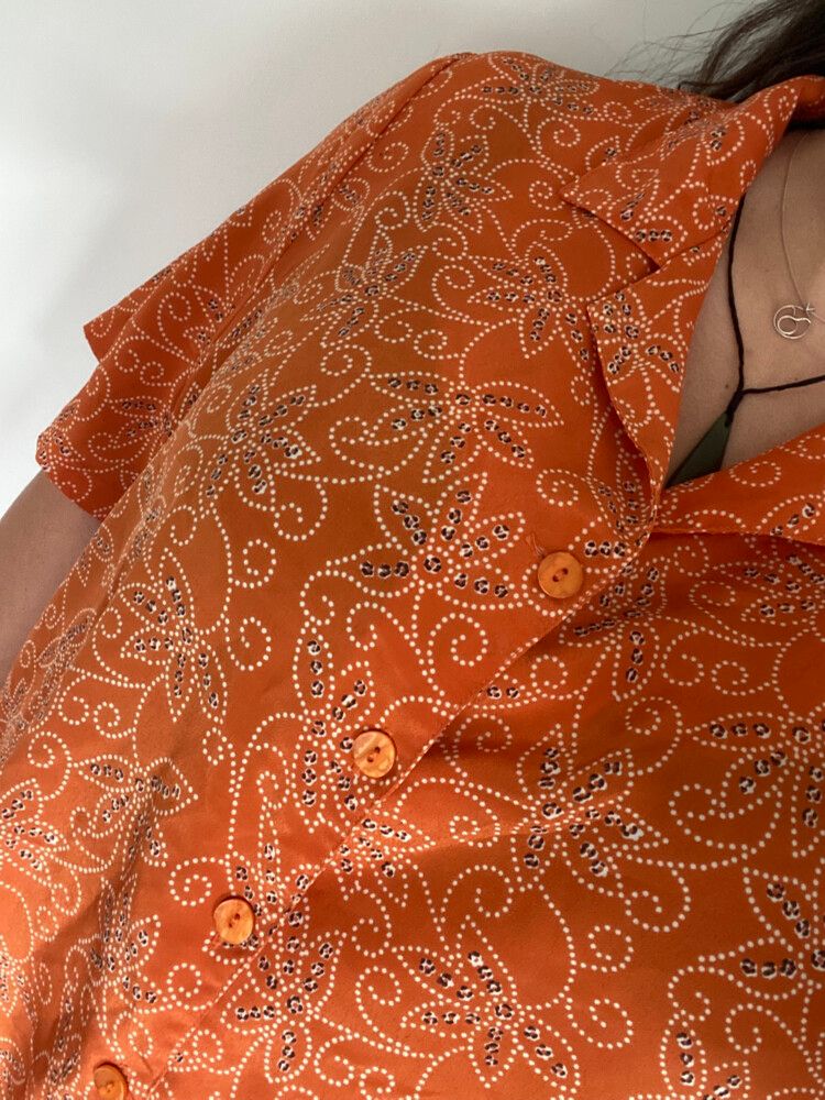 70's Country Blues Orange Patterned Shirt