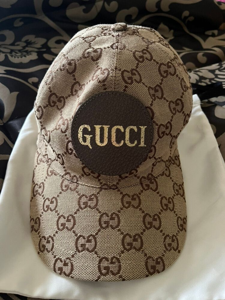 GUCCI AUTHENTIC GG LOGO AS NEW UNWORN BASEBALL CAP & DUST BAG ADJUSTABLE SZ MED