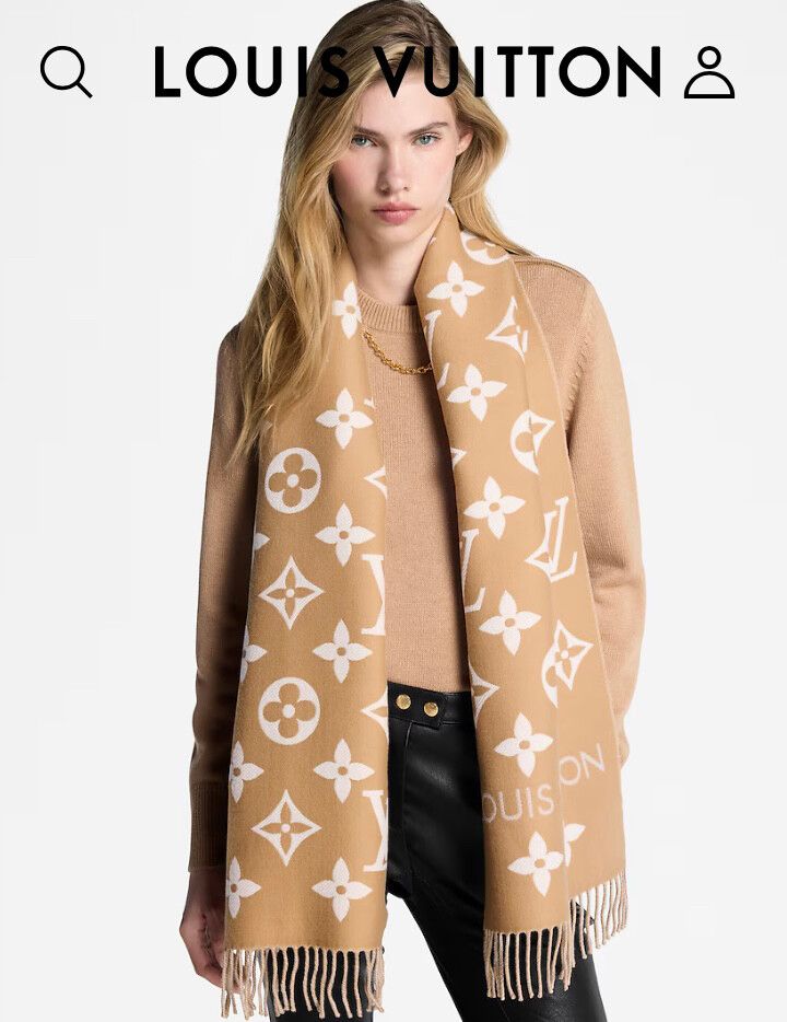 LOUIS VUITTON AUTHENTIC STUNNING MONOGRAM AS NEW SCARF/ SHAWL & RECEIPT & BOX