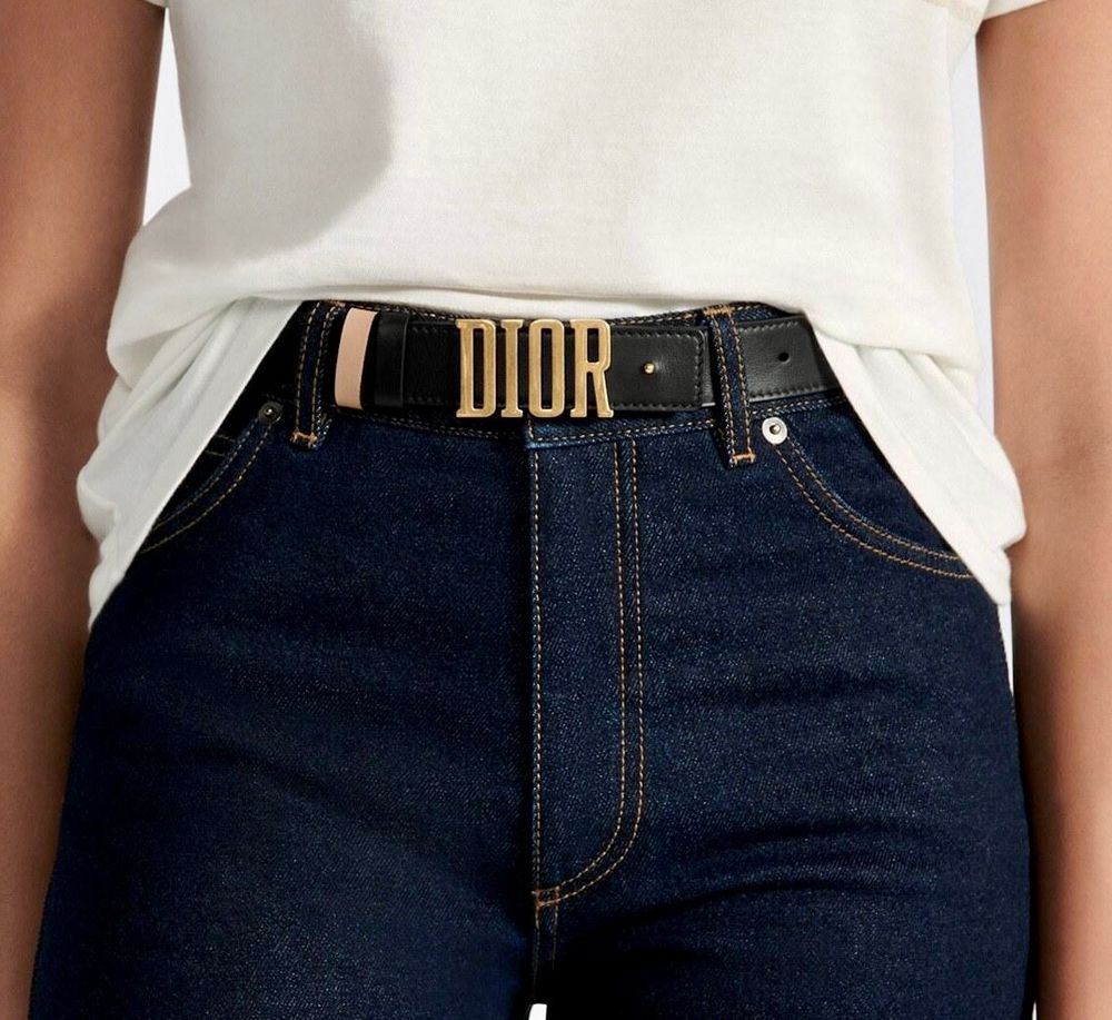 CHRISTIAN DIOR AUTHENTIC D-FENCE GOLD BELT & RECEIPT & DUST BAG & SHOPPER BAG