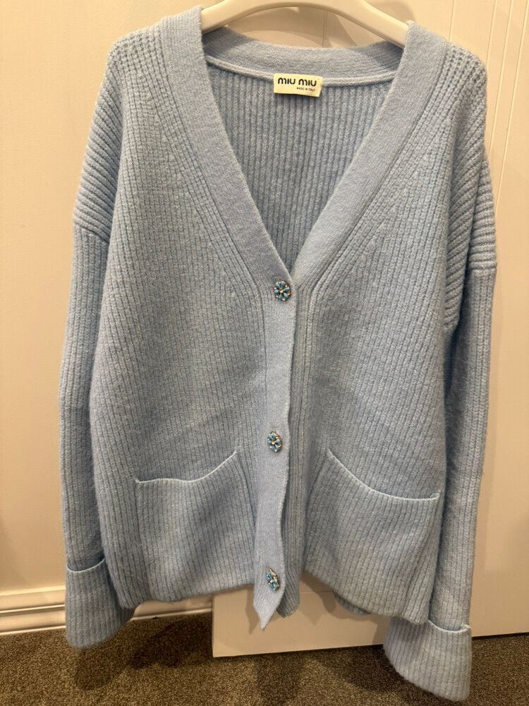 Miu Miu Blue Knit Cardigan