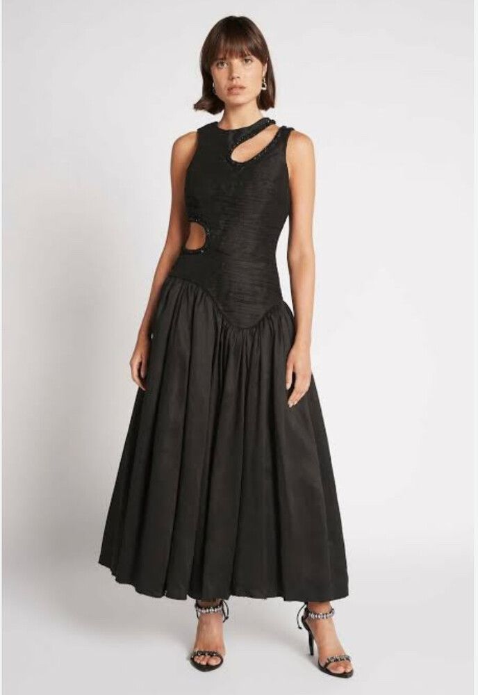 Aje Jolie Abstract Cut Out Midi Dress