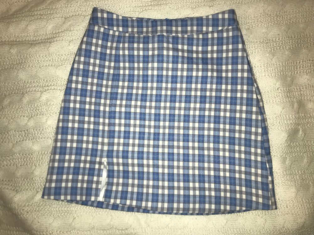 Blue gingham skirt