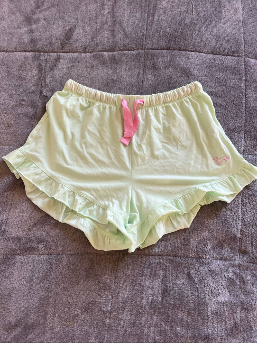 Green Ruffle Trim Shorts