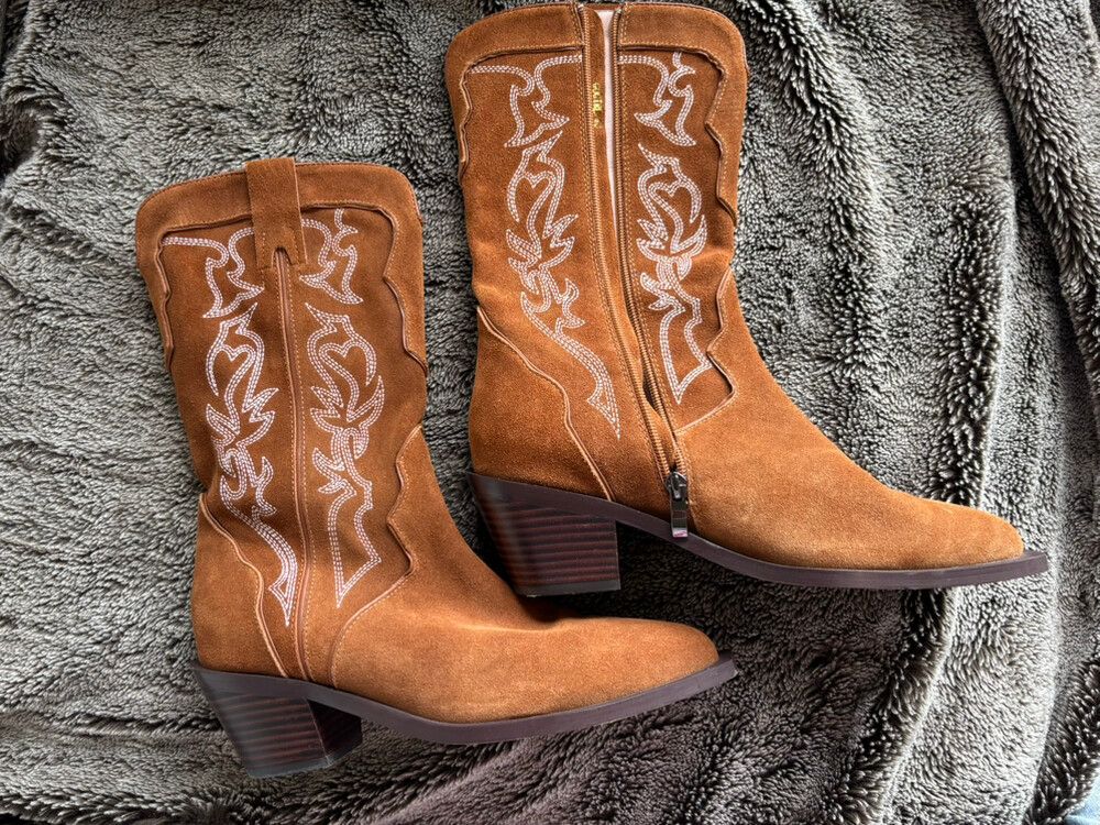 Andrea Biani  Brown Suede Cowboy Boots