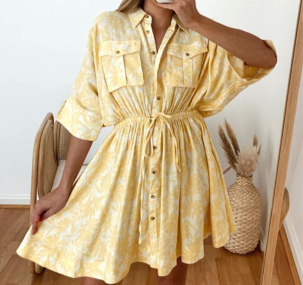 Significant Other Yellow Floral Mini Dress - size 10