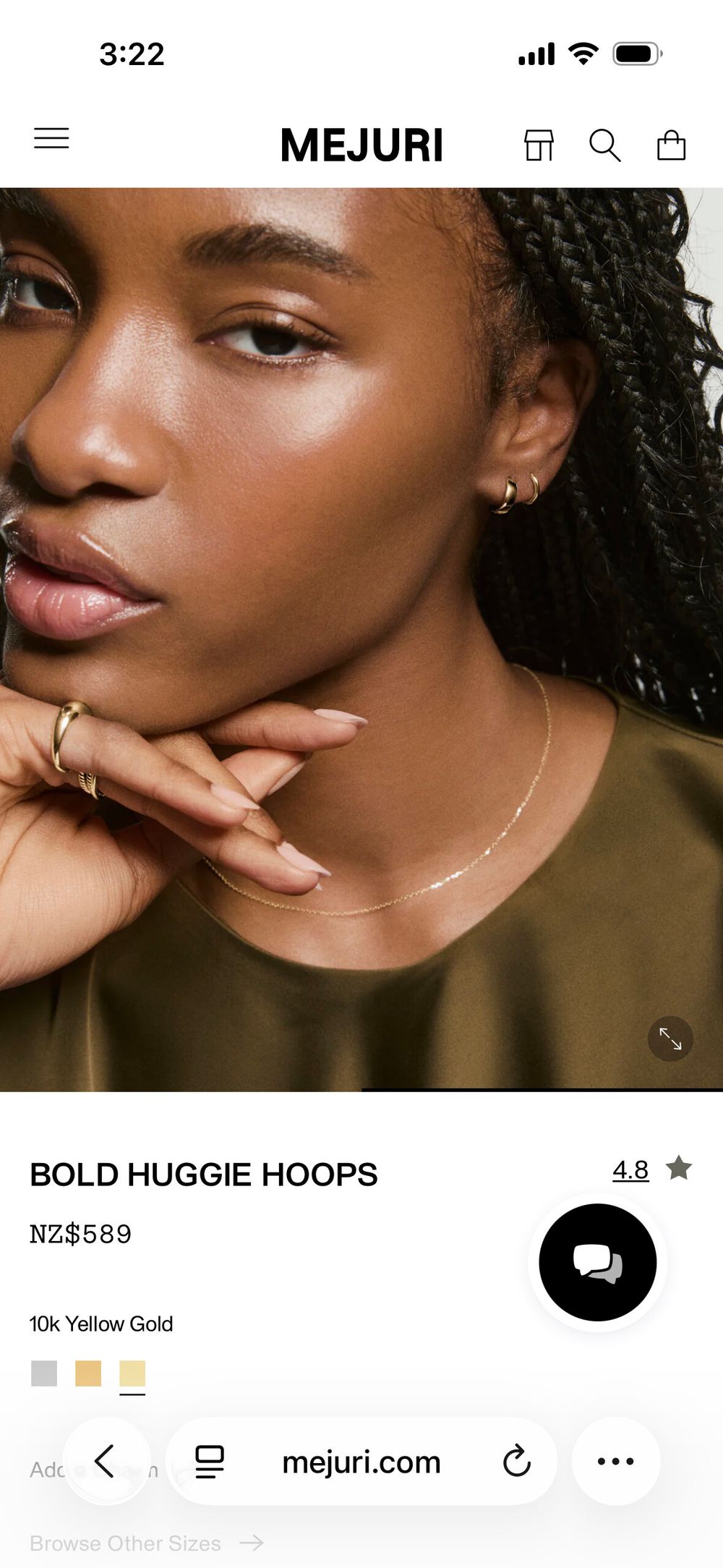 Mejuri Bold Huggie Hoops in 10k gold