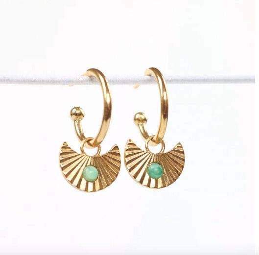 NEW Love Lunamei Moon Gazer Earrings Gold + Amazonite