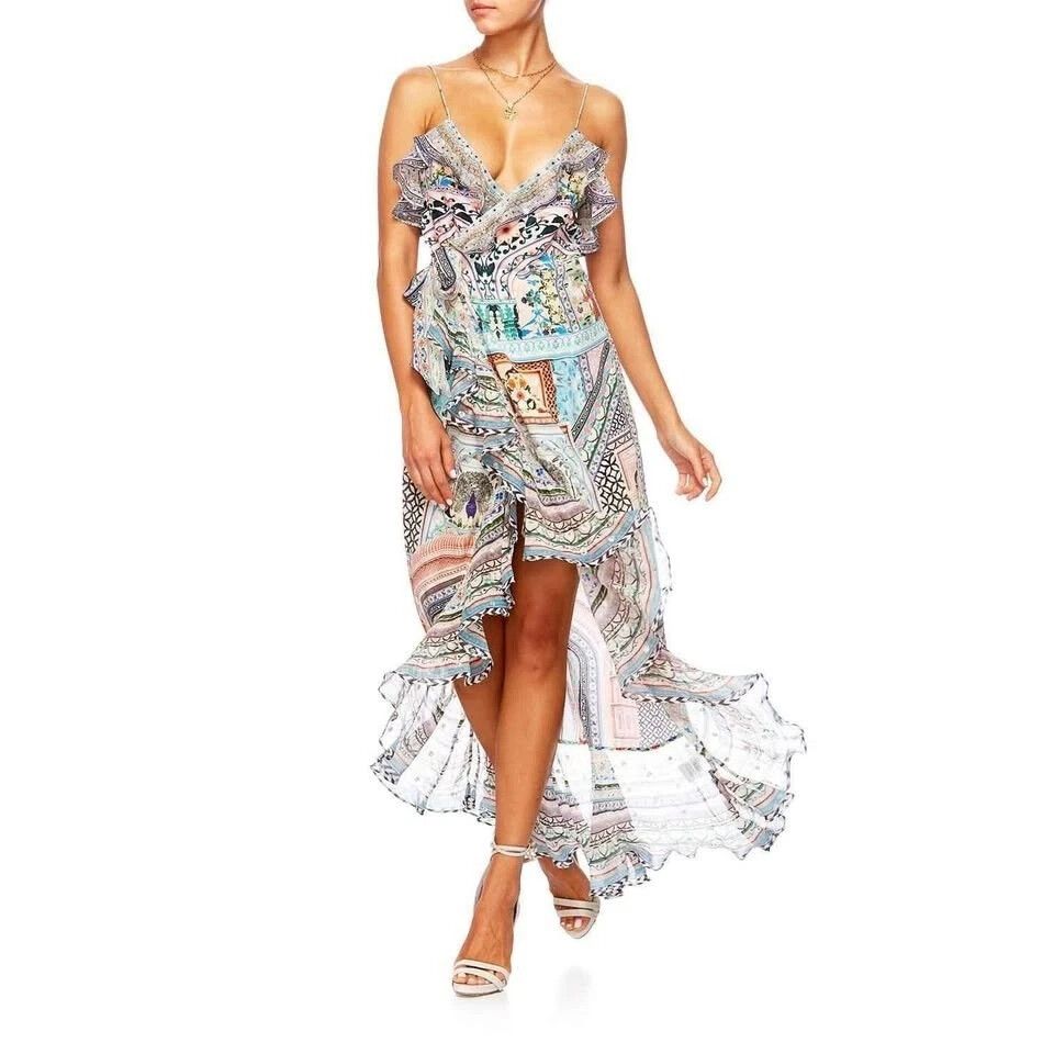 Camilla lady lake dress size medium strappy wrap embellished
