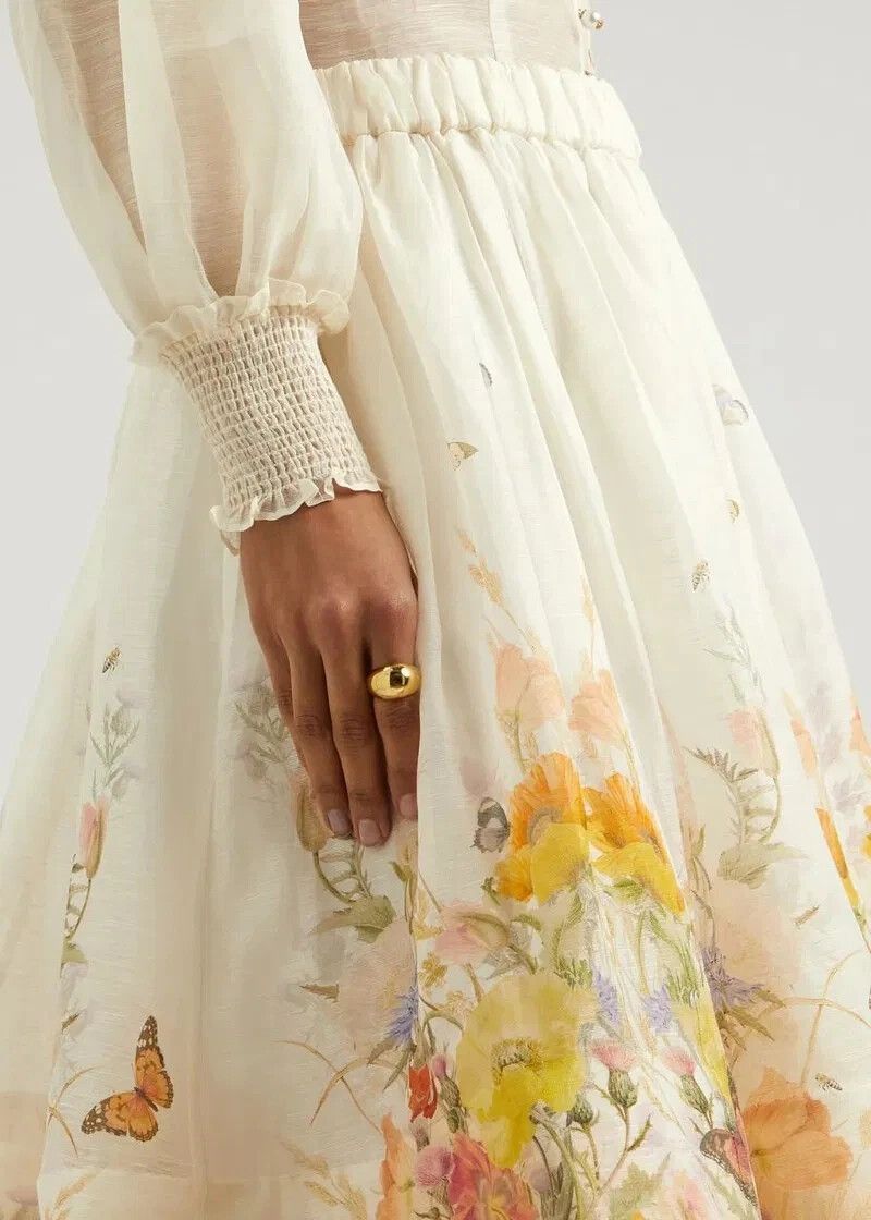 Zimmermann Tranquility Skirt Size 0 / Aus 8 / US 4 Butterfly White Floral Garden