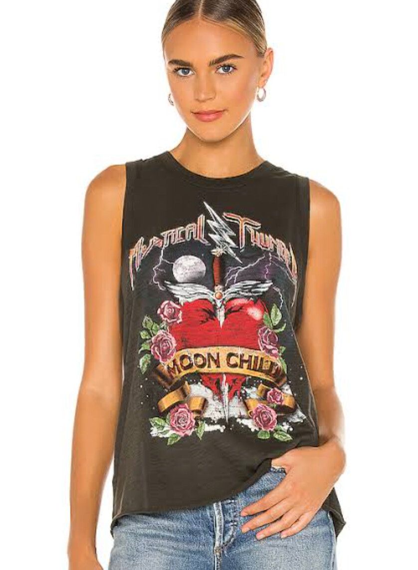 RARE Spell Tank Size Large Mystic Thunder Singlet Heart Festival Boho Gypsy Tee