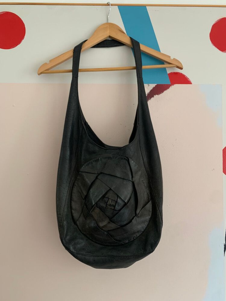 black leather bag