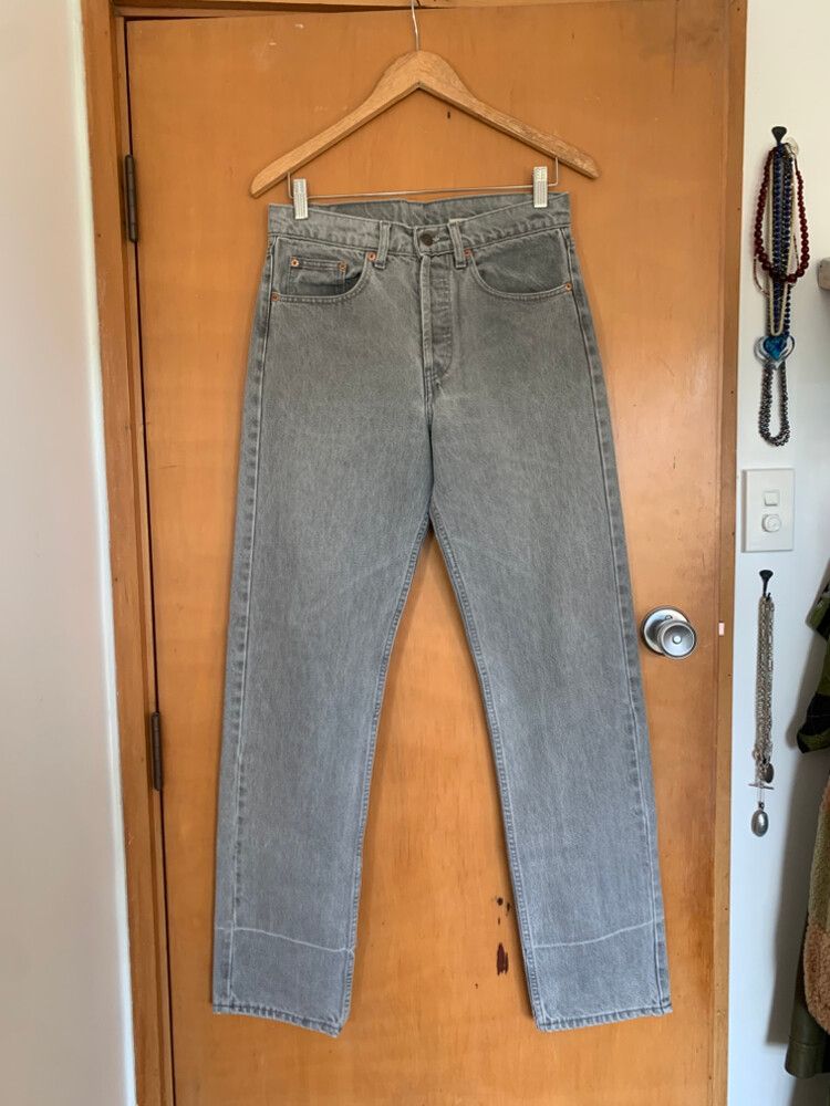 vintage orange tab grey jeans