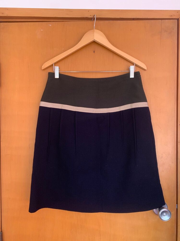 navy khaki wool skirt