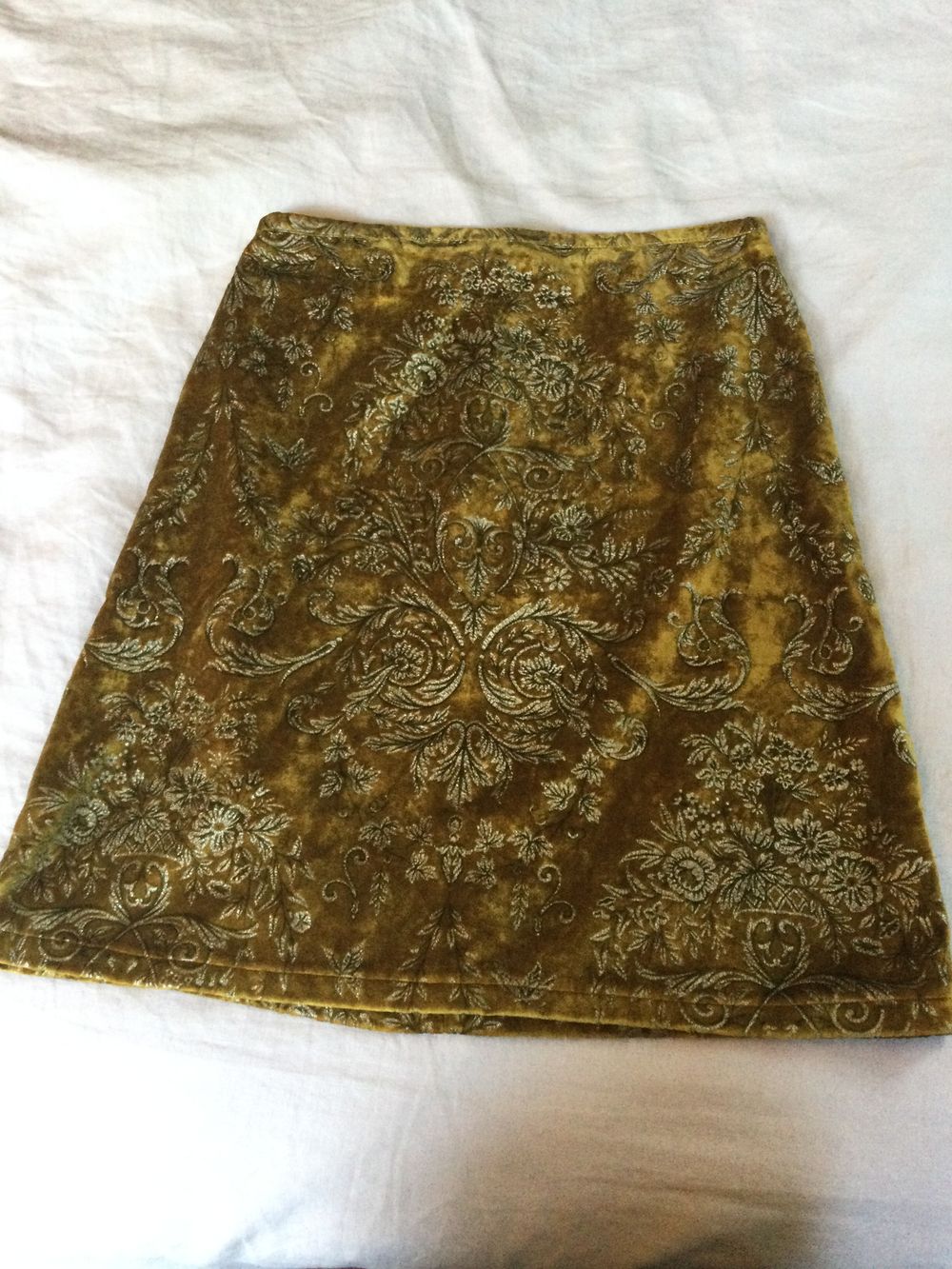 Gold velvet skirt made in NZ