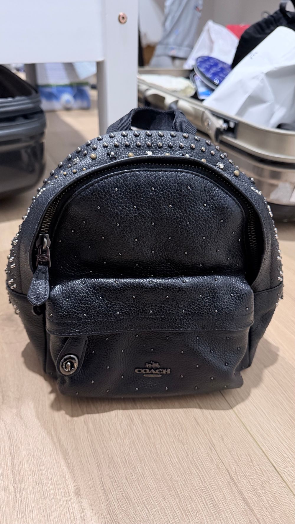 Coach Black Leather Studded Backpack