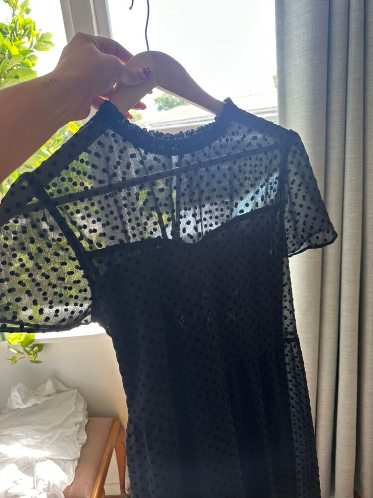 knee length dresses for ladies Éliane Polka-Dot Lace-Embroidered Midi Dress S / Neutrals main image 1