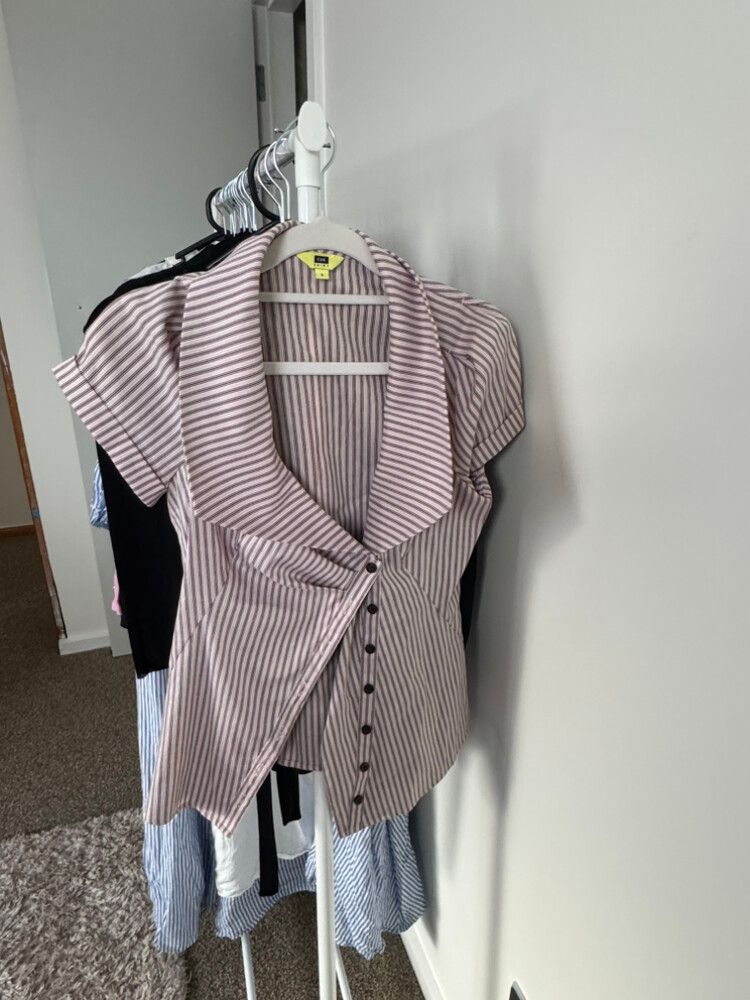Collared Pink And Maroon Striped Shirt - Similar To Ruby