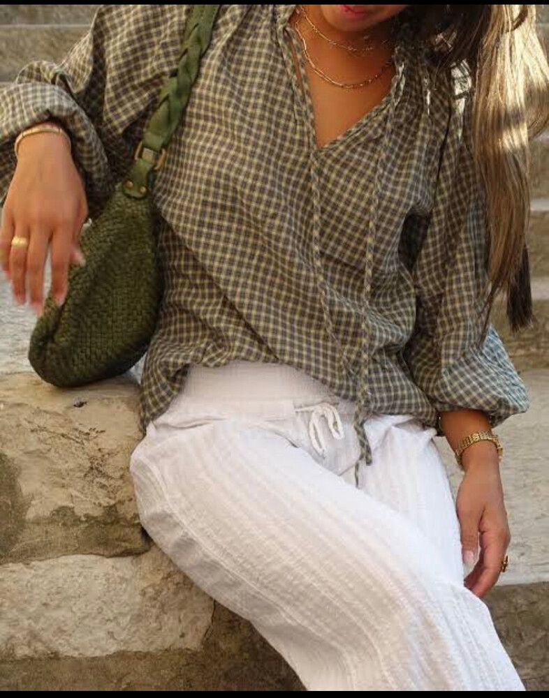 Gracious Green Check Blouse