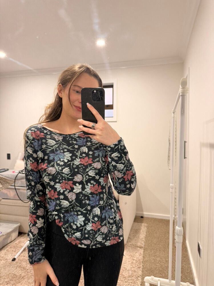 Lonely Black Floral Long Sleeve Top