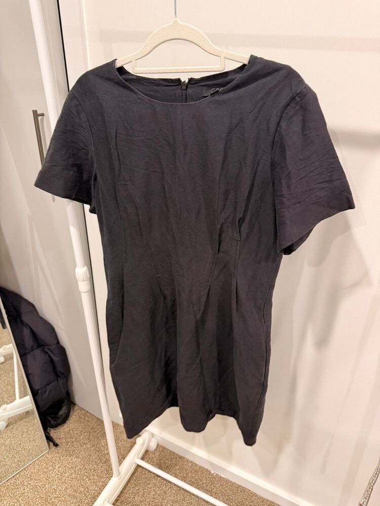 cos black dress short sleeve Cos Linen Mini Shirt Dress - Black