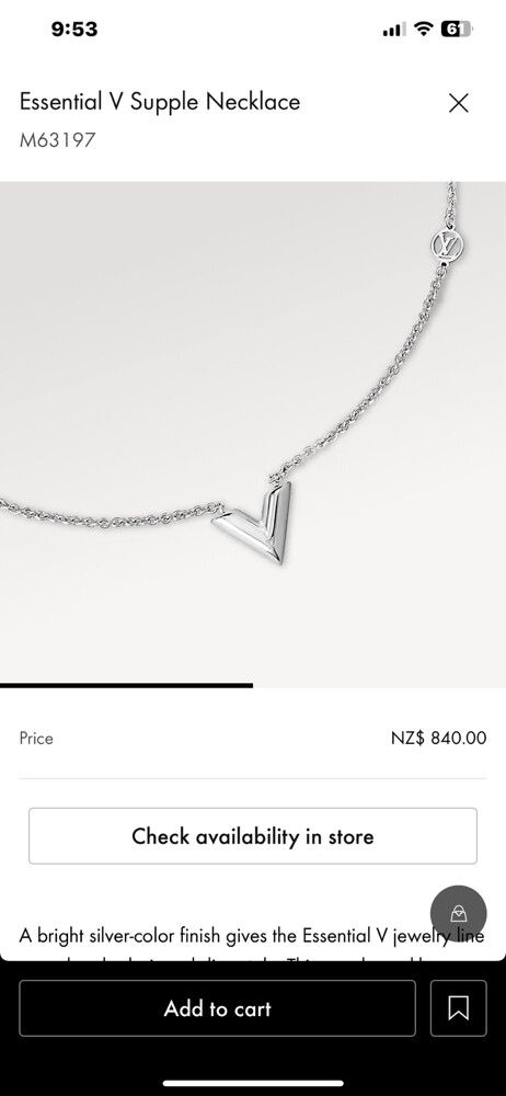 Louis Vuitton Essential V Supple Necklace