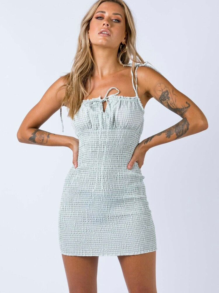 mesh collar dress Stand Collar Crystal Embellished Mesh Dress Pink / Medium