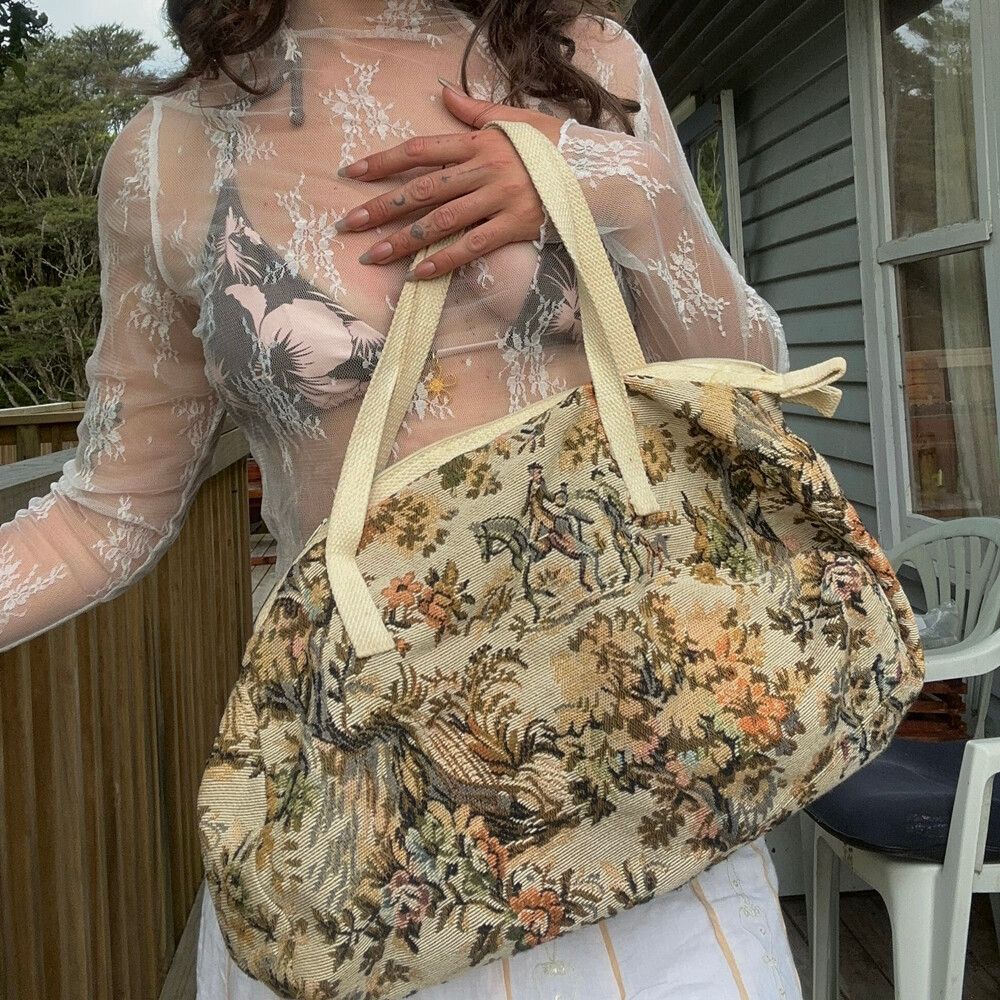 Floral Vintage Tapestry Tote
