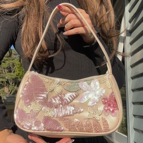 soft canvas hand sequinned bag