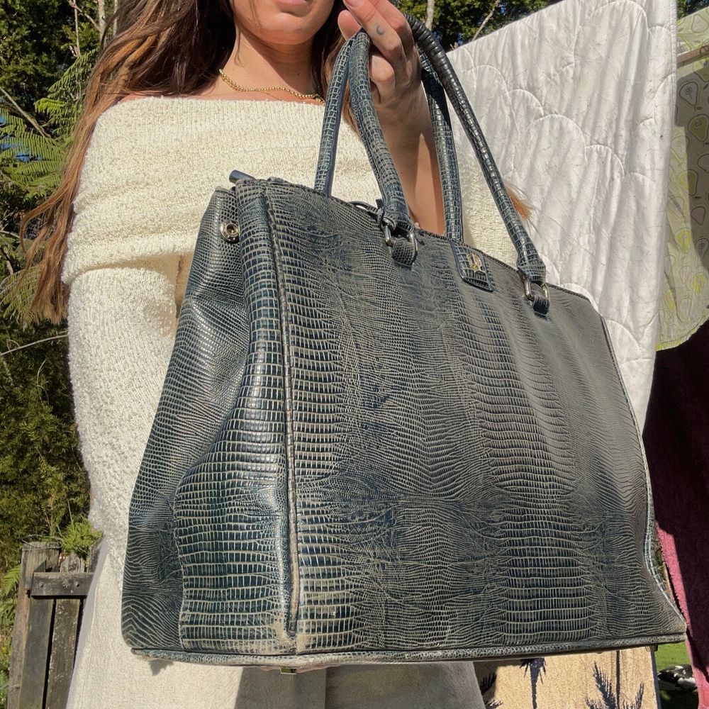 David Lawrence Croc-Embossed Leather Tote