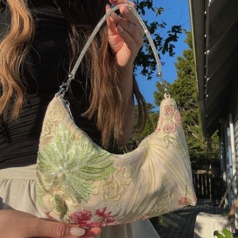 hand sequinned canvas bag