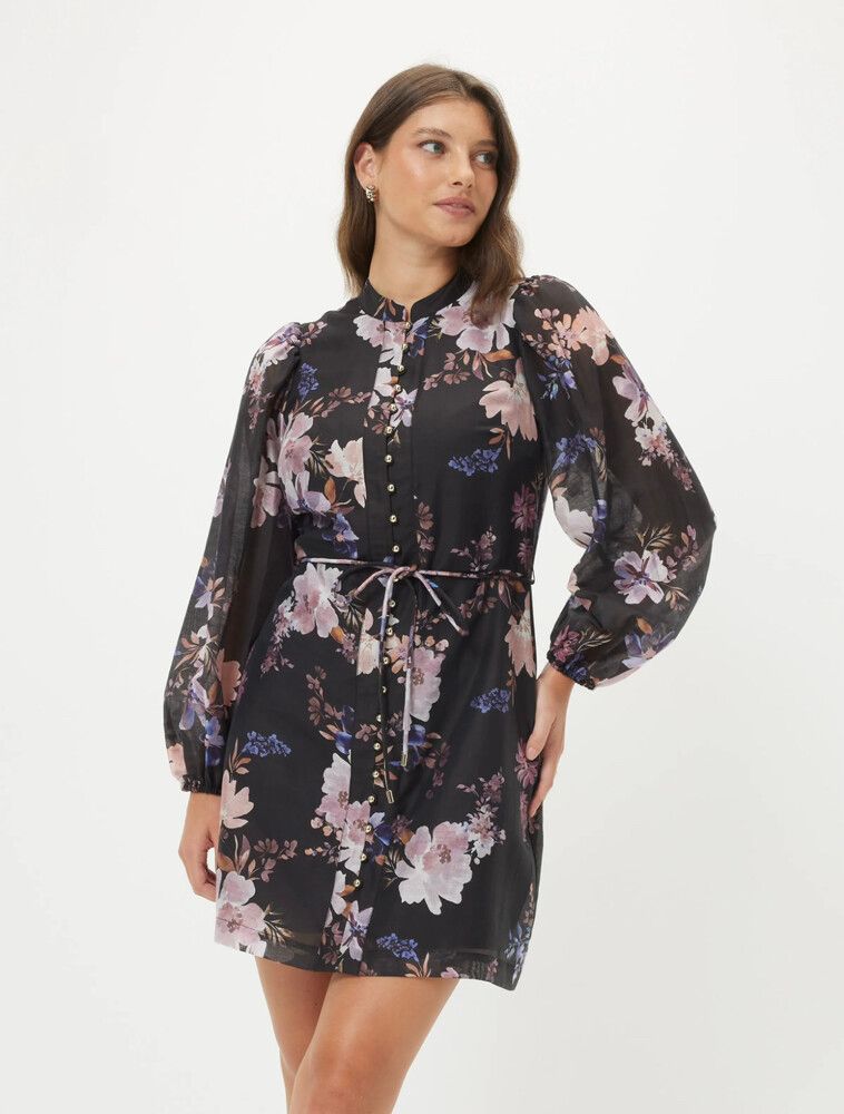 portmans black floral dress Natalie Portman's Beaded Minidress Has an Unusual Detail