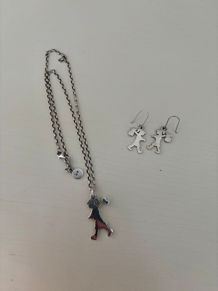 Karen Walker Girl With Axe Necklace and Earrings