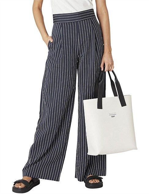 CAMILLA AND MARC C&M Pollino Navy Pinstripe Officer Wide Leg Pants Trousers RRP$299