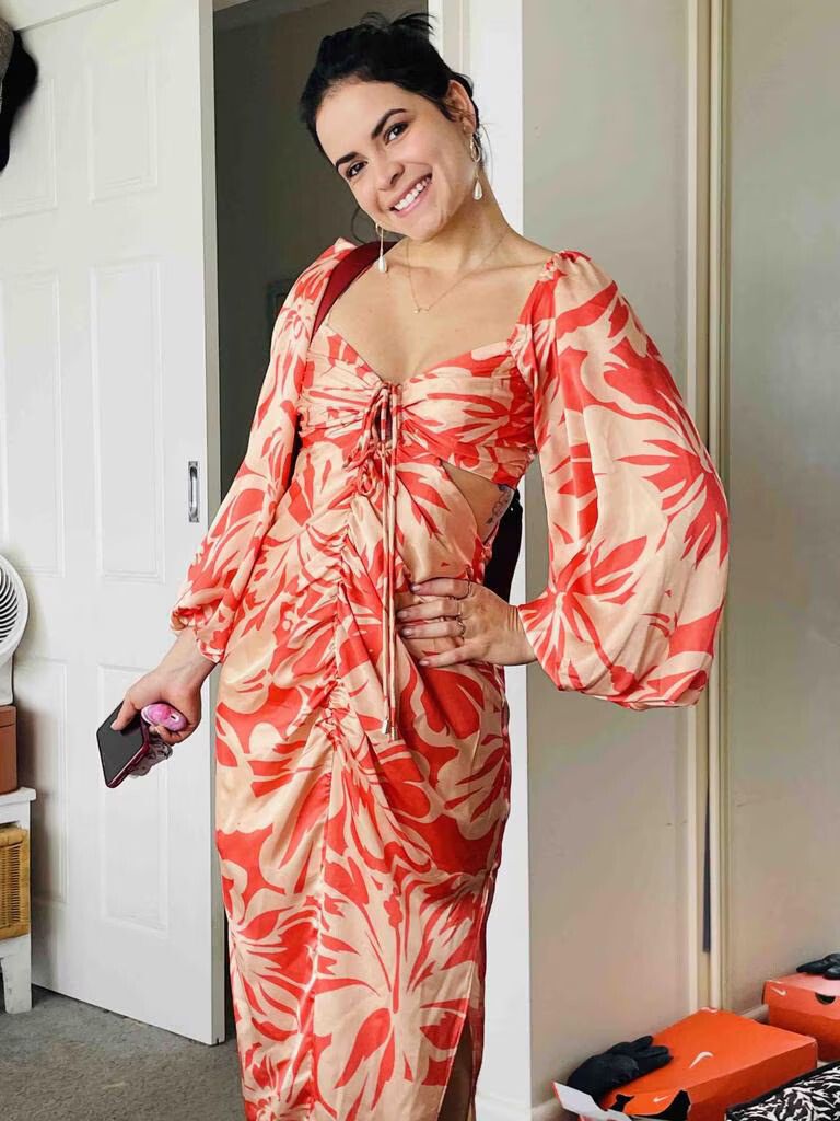 SHEIKE Cuban Nights Satin Long Sleeve Halter Midi Dress NWT RRP$220