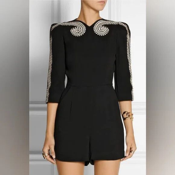 SASS & BIDE Art Vs Science Two Ships Black Embellished Jumpsuit Playsuit
