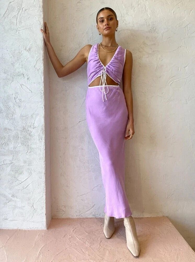 SOVERE Encore Frosted Lilac Cut Out Maxi Dress NWT RRP$199