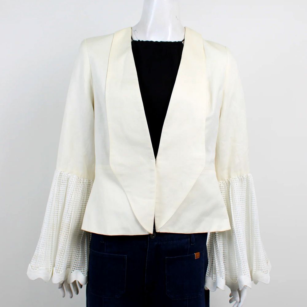 TRELISE COOPER Couture White Bell Sleeve Jacket Blazer