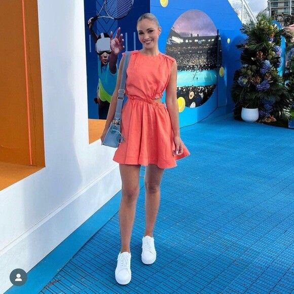 AJE Holly Coral Linen Sleeveless Cut Out Mini Dress RRP$455