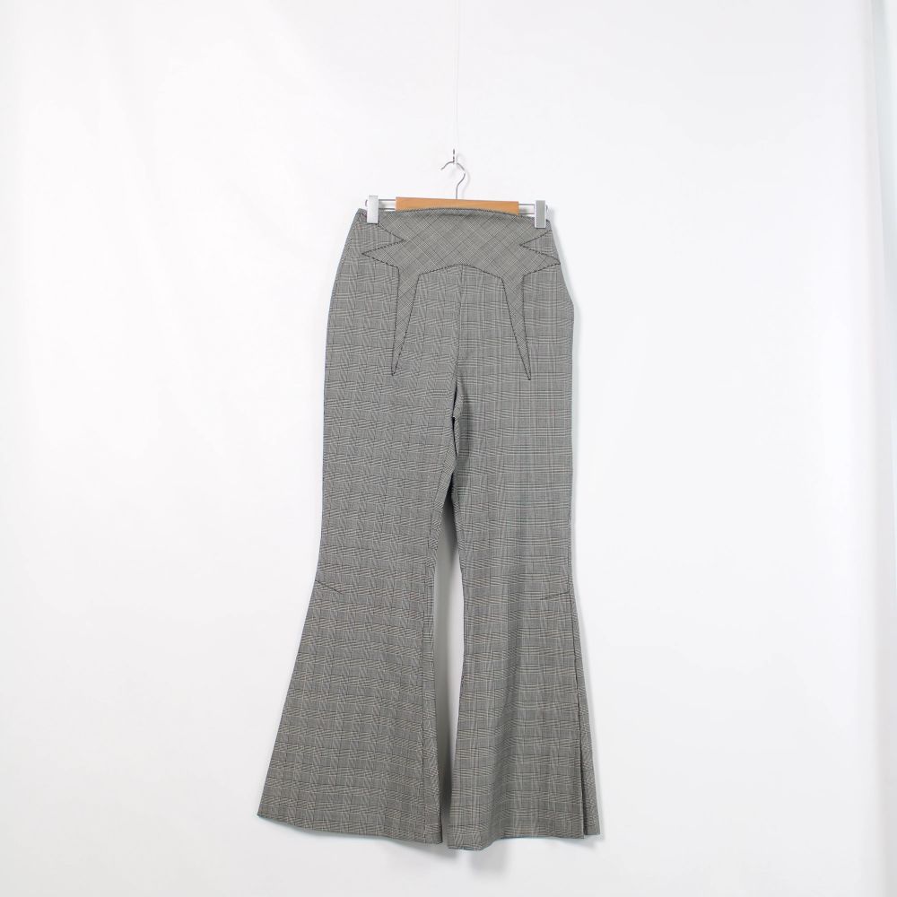 CAMILLA AND MARC Houndstooth Grey Wool Flared Pants Trousers