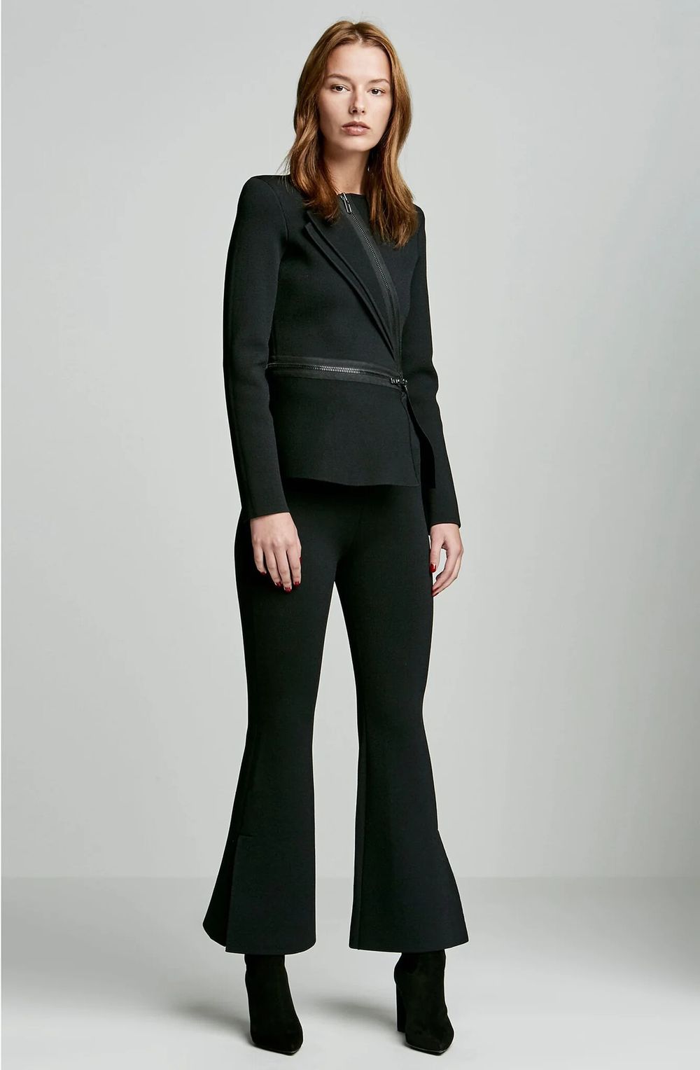 SCANLAN THEODORE Navy Crepe Knit Milano Flared Pants