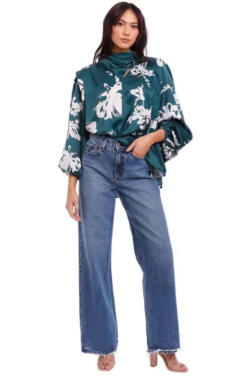 AJE Efflorescent Green Long Sleeve Blouse