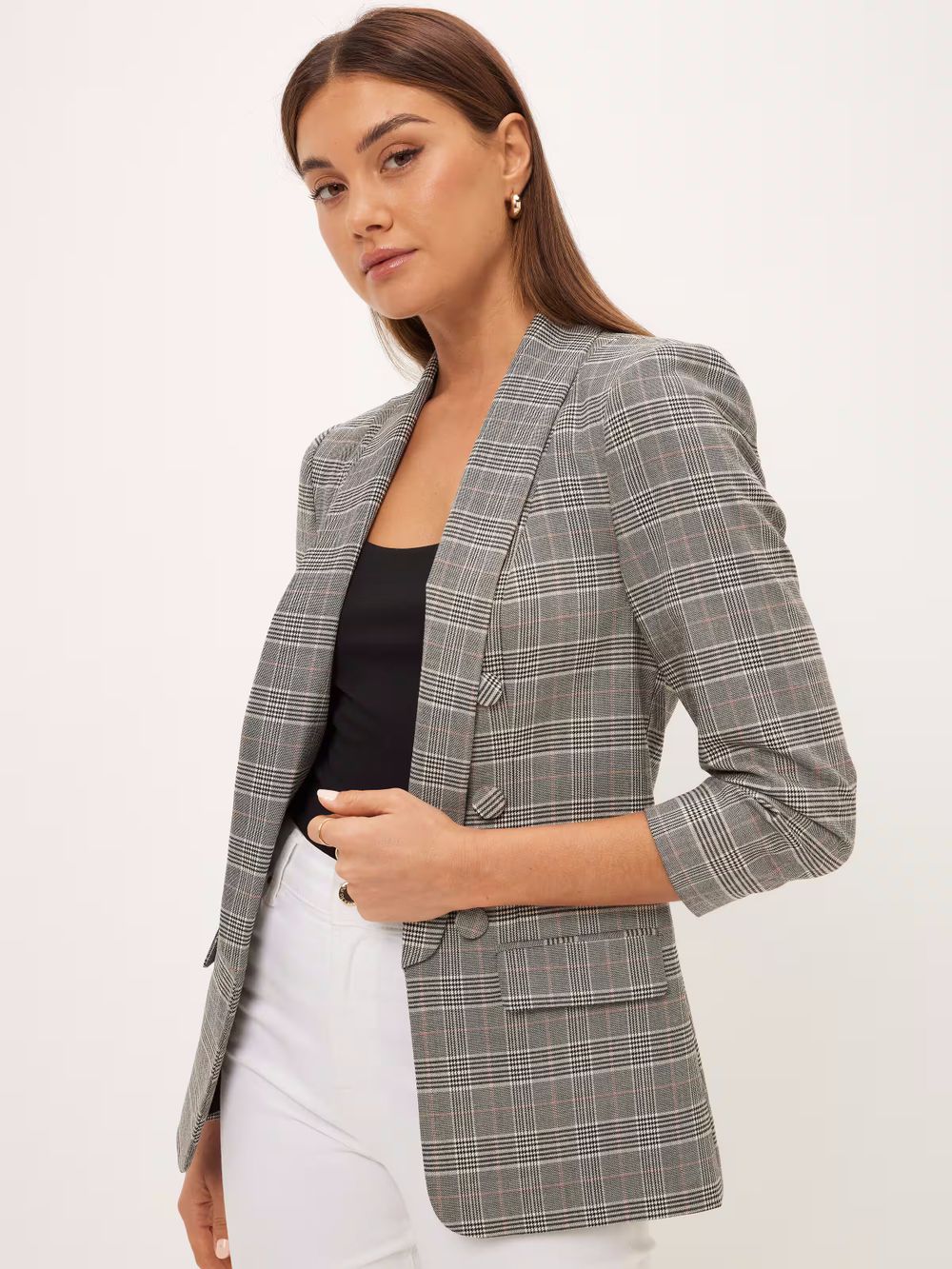 PORTMANS Grey Plaid Blazer Jacket