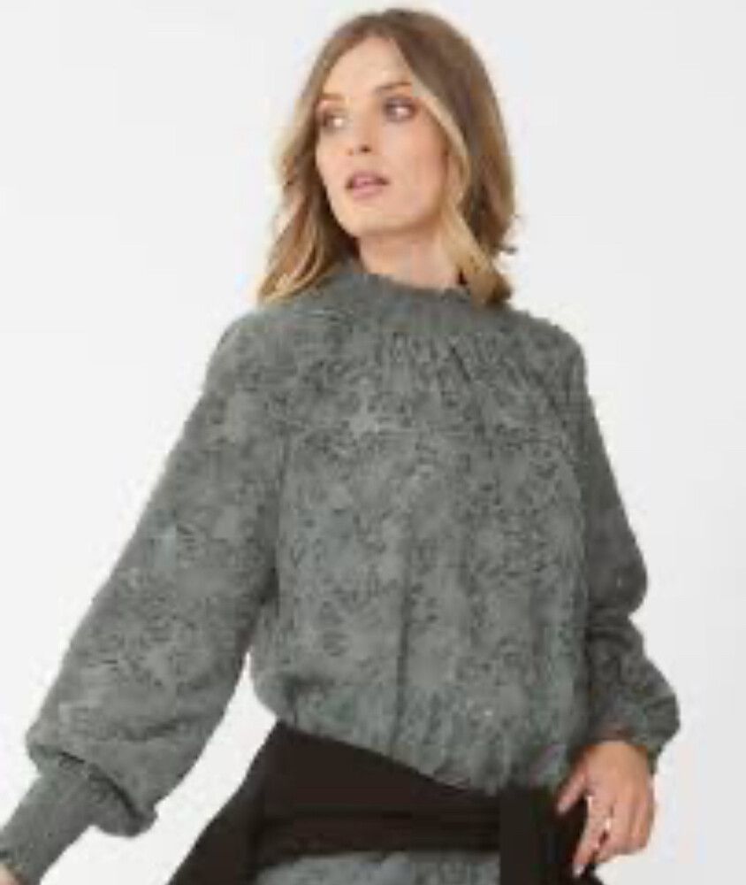 DECJUBA Isabella Burnout High Neck Winter Long Sleeve Blouse