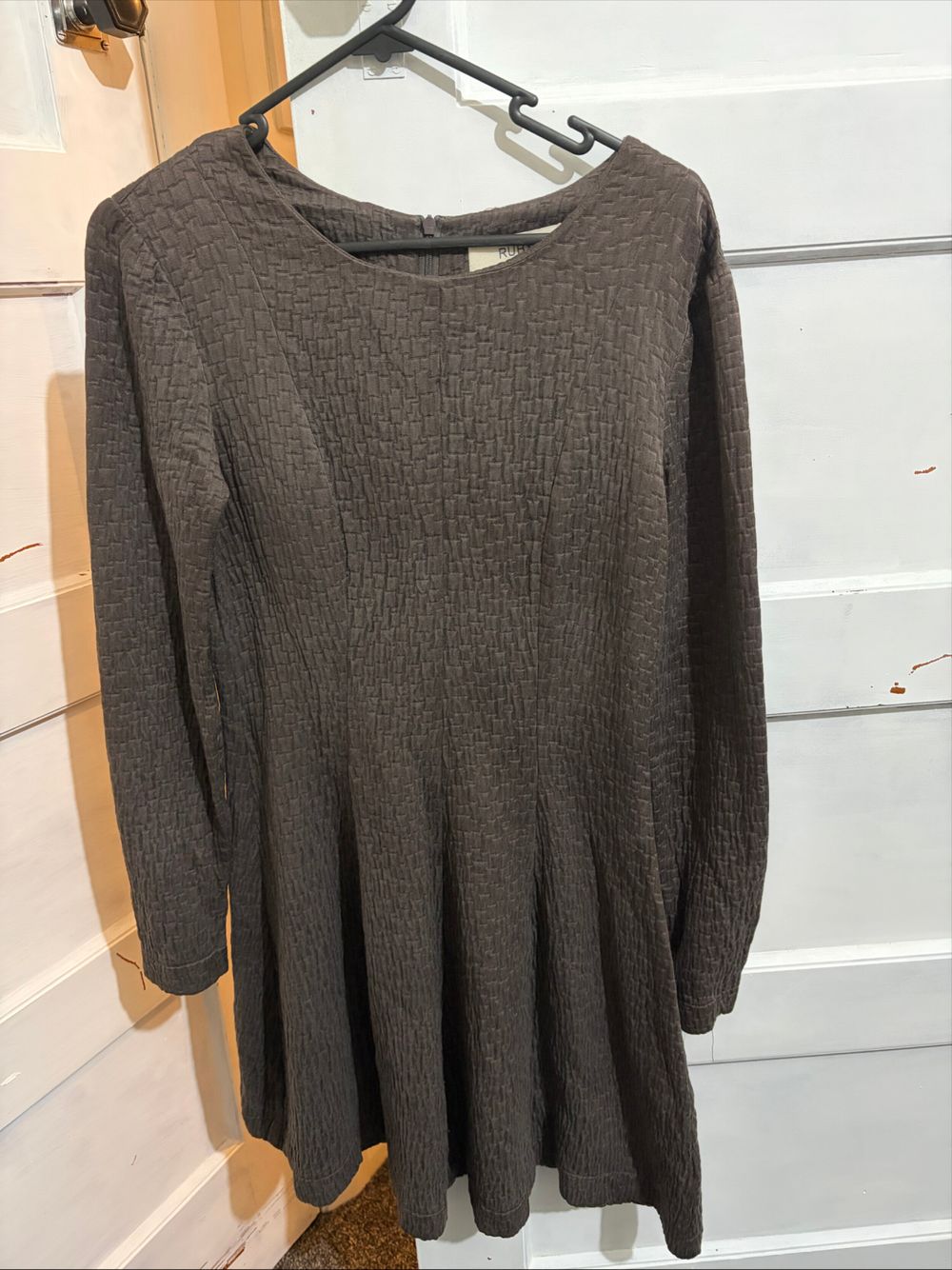 RUBY Brown Textured Long Sleeve Dress