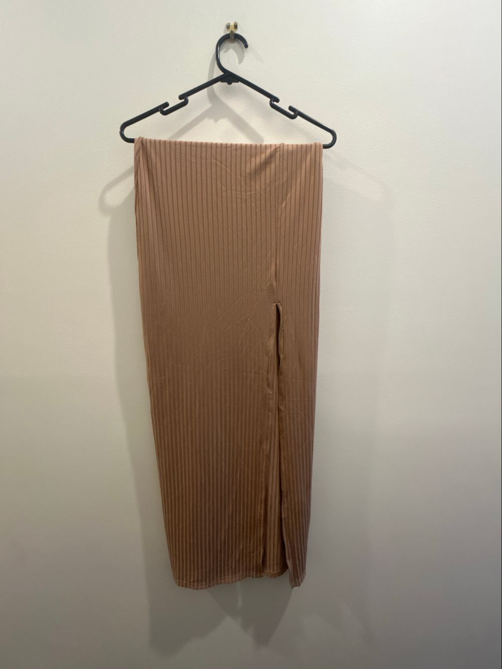 Pink Ribbed Midi Skirt