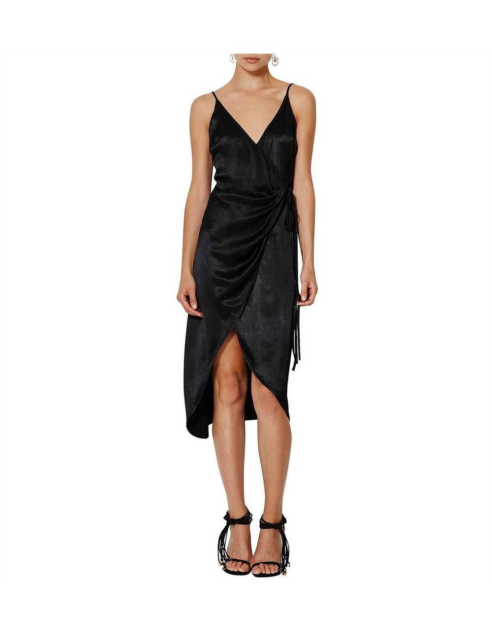 bec and bridge black wrap dress Bec + Bridge Soneva Wrap Dress Dark Chocolate – The Dress Nook main image 1